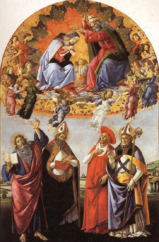 Sandro Botticelli The Coronation of the Virgin with SS.Eligius,John the Evangelist,Au-gustion,and Jerome China oil painting art